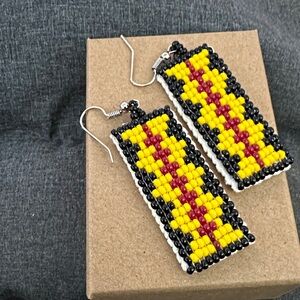 Dakota Sky Stone Hand Beaded Traditional Colors Leather Backing